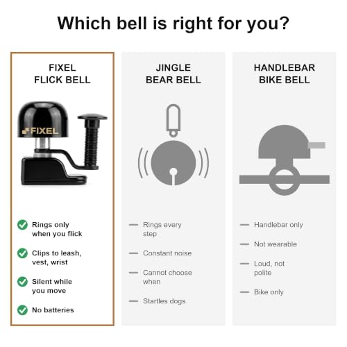Fixel Clip-On Running Bell for Runners, Hands-Free Wearable Trail Bell for Hydration Vest or Wrist Strap, Loud Clear Ding, Ultralight Copper & Aluminum
