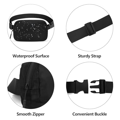 Fanny Pack Crossbody Bag for Women and Men, Belt Bag Black - color: black