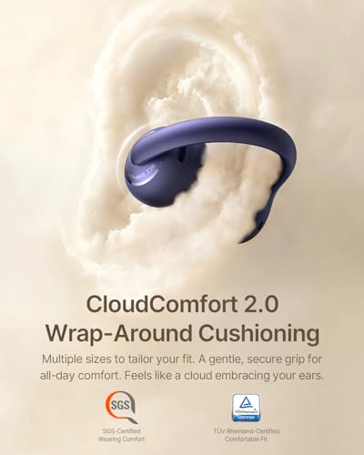 Baseus Bowie MC2 Open Ear Clip On Earbuds, CloudComfort 2.0 Wrap-Around Design, LDAC Hi-Res Audio, Bluetooth 6.0, 55H Playtime, 4-Mic AI Clear Call, IP67 Waterproof for Running Gym Workouts - color: Blue