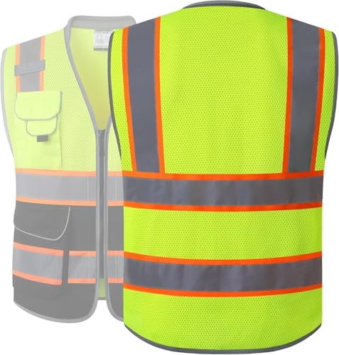 JKSafety Hi Vis Safety Vest for Men Women Cushioned Collar JK101 YBlack S - color: Jk101-yellowblack, size: Small