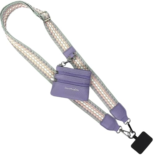 Save the Girls Clip & Go Phone Lanyard with Wallet Pouch, Fun Dots - color: Grey/Pink