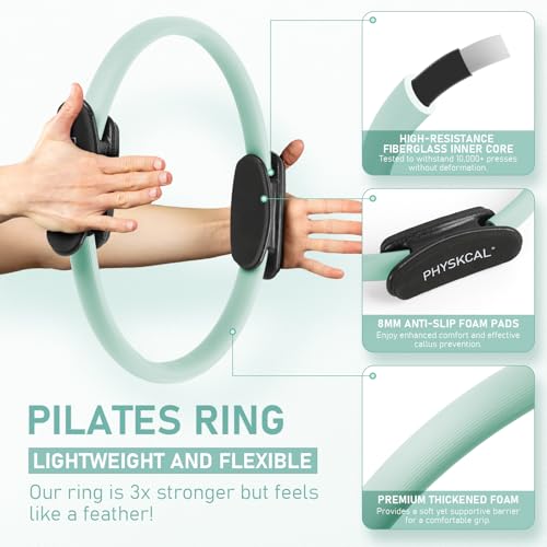 PhysKcal Pilates Kit, 15-Inch Pilates Ring with 1x Pilates Ball & 5X Bands - color: Mint