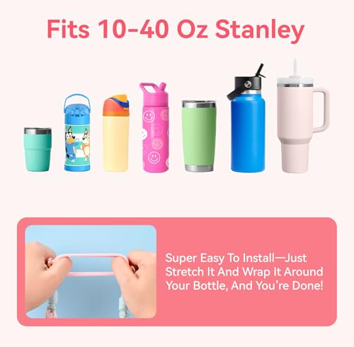 Water Bottle Handle Strap Compatible with Owala & Stanley Cups - color: Flower Multicolor