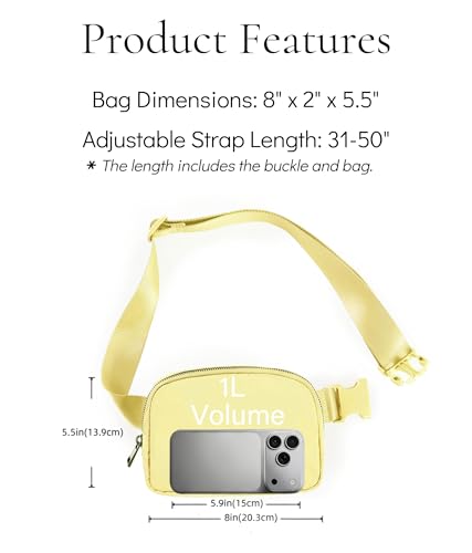 YOSHUYUKI Fanny Pack Cross Body Small Crossbody Bags for Women Men Trendy Nylon Waterproof Mini Purse Travel Running Belt Bag Lulu Dupes Bum Hip Chest Waist Pack Side Bag Must Have Fuchsia - color: Pomelo