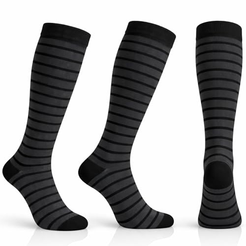 Diamond Star 6 Pairs Compression Socks for Men & Women, Knee High Socks - color: 6 Pairs (Charcoal/Black)