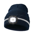 MELASA Reflective Stripe Beanie with the Light, Warm Hat with Light Outdoor - color: Navy Blue