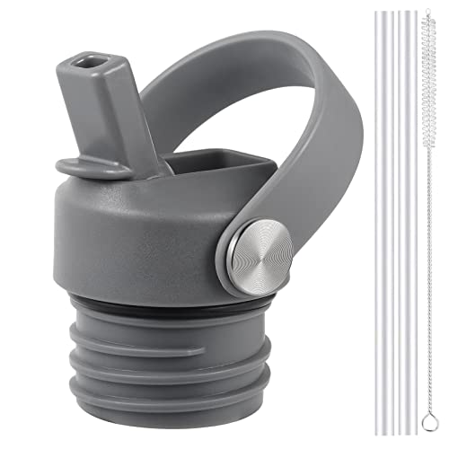RRegeny Straw Lid fits Hydro Flask Standard Mouth, 21 24 oz, Sports Flex Cap Water Bottle Accessories Replacement Top - color: Gray+1pack