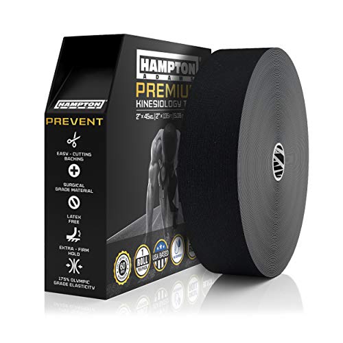 Hampton Adams Kinesiology Tape, Uncut Roll, Waterproof Muscle Support - color: Black, size: 2in x 135ft (1 Roll)