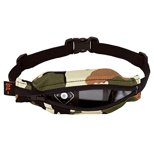 SPIbelt Kids Pocket Belt, Expandable Pocket, Adjustable Waist, No Bounce, No Logo Band, Camo with Black Zipper - color: Camo with Black Zipper
