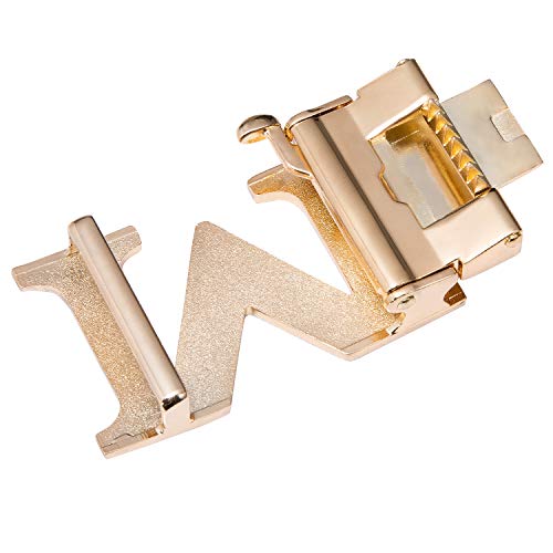 Dubulle Ratchet Belt for Men Leather Adjustable Designer Fashion Buckle - color: Designer Gold M, size: Adjustable Fit 22" to 38" Waist