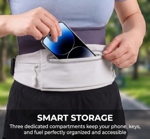 Running Belt for Women Men, Slim No-Bounce Waist Pack, Water Resistant Reflective Phone Holder Fits Phones up to 7.5 inch, Adjustable Fanny Pack for Running Jogging Hiking (Grey) - color: Grey