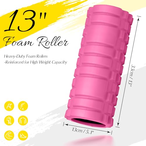 Foam Roller 13" Multi Density Fitness Exercise for Muscle Recovery - color: Pink