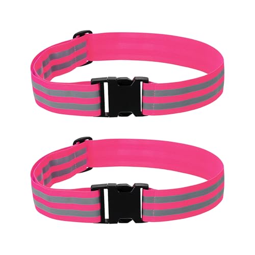 PATIKIL Adjustable Reflective Running Belt, Glow Pt Belt Sash for Cycling Walking - color: Pink, size: 1.9 Inch