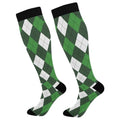JUNZAN Buffalo Plaid Red Black Knee High Socks Compression Socks for Women Men Kid for Running Sports Nurse - color: Argyle Plaid Green St. Patrick's Day