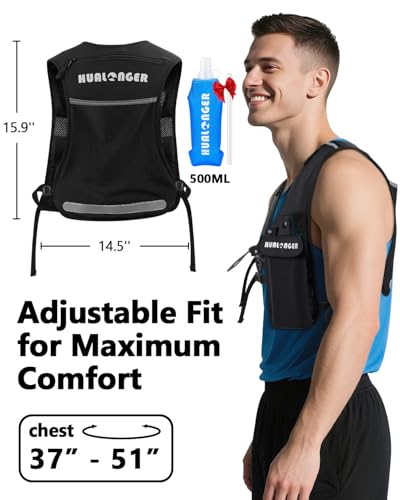 Running Hydration Vest for Women Men,Lightweight Breathable Hydration Pack with 500ml Soft Flask, Adjustable Chest Straps Reflective Backpack for Trail Running Marathon Race Jogging Cycling