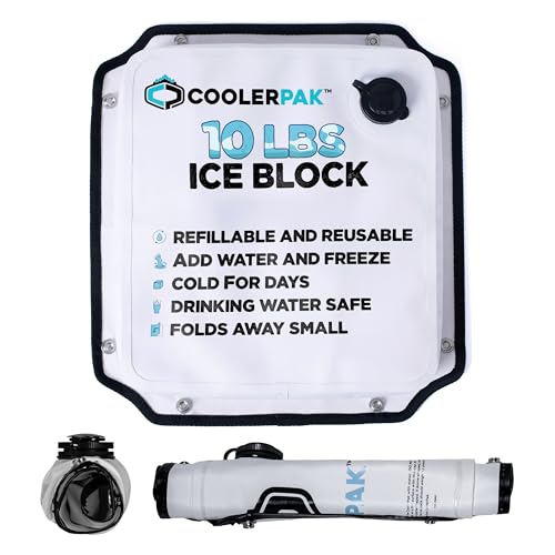Refillable & Reusable Ice Packs for Coolers – Stays Cold for Days – Non-Toxic & Leakproof, Suitable for Potable Drinking Water – Built Tough, Rolls Up for Easy Storage - size: 10 lb