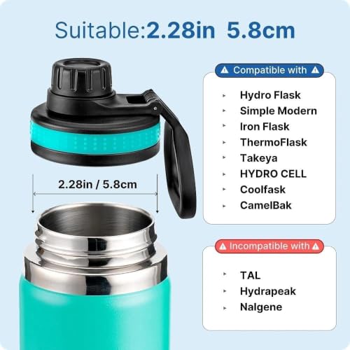 Spout Lid for Thermoflask, Takeya, Simple Modern 12-64oz Wide Mouth Bottle - color: Black+Green