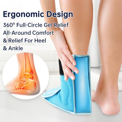 Ankle Ice Pack Wrap for Foot Heel Swelling Pain Relief, Reusable Large Hot Cold Gel Pack for Sprained Ankle, Achilles Tendonitis, Arthritis, Plantar Fasciitis, Post-Surgery, Sports Injury(Blue,1PCS) - color: Light Blue