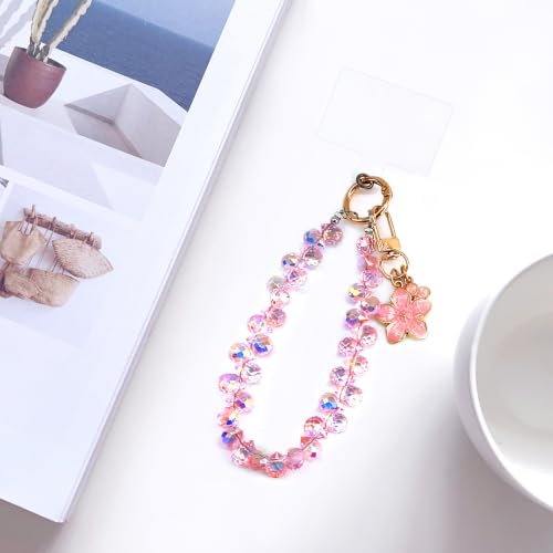C.J.M.K Beaded Phone Wristband, Lanyard Chain - color: 06-light Pink