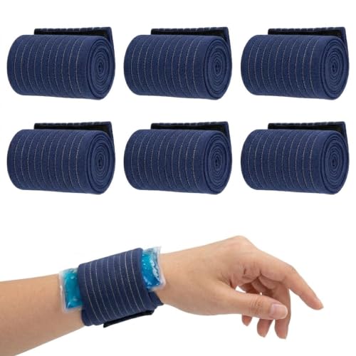 6 Pack Ice Pack Extension Straps - 35"x3" Elastic Wrap for Hot & Cold Packs - color: Blue