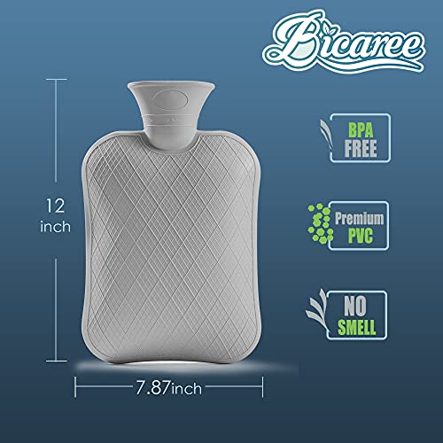 BICAREE Hot Water Bottle with Cover, 2L PVC Hot Water Bag for Neck, Shoulder Pain and Hand Feet Warmer, Menstrual Cramps, Hot Compress and Cold Therapy(Lily White) - style: White