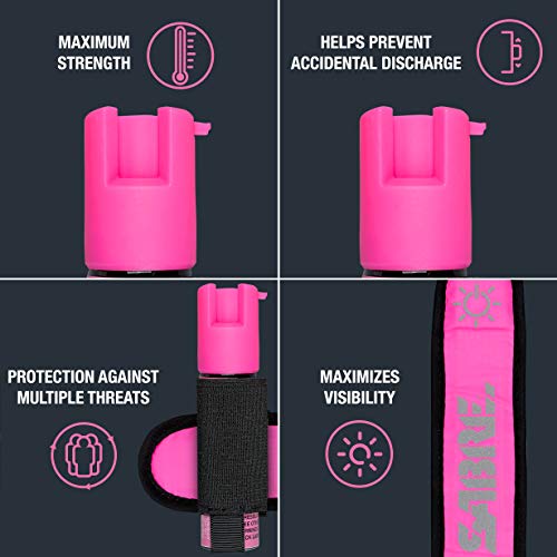 SABRE Runner Pepper Gel Spray for Running, Walking & Personal Safety - color: Pepper Gel with LED Arm Band, Pink