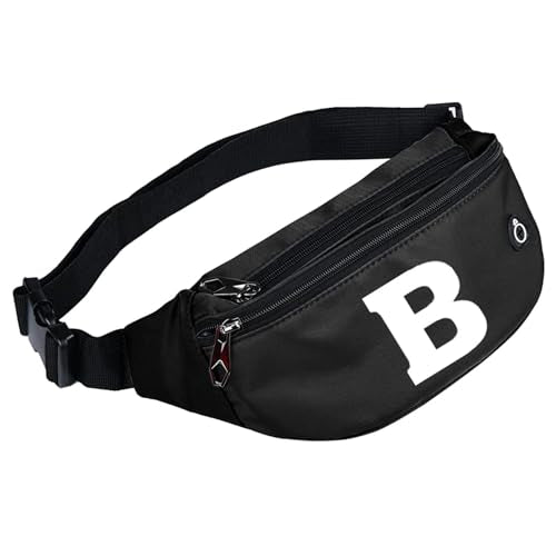 Fanny Packs for Men and Women Water-Repellent Sports Waist Pack Bag - color: 1pack-Black Letter B