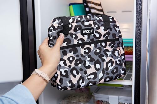 PackIt Freezable Hampton Lunch Bag, Wild Leopard Gray - color: Wild Leopard Gray