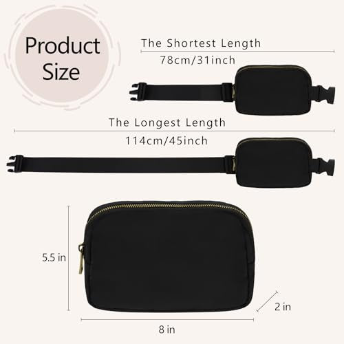 Waist Belt Bag Fashion Fanny Women and Men Gift Waist Pack With Adjustable Strap For Travel Running Hiking Walking Black - color: Black Fanny Pack