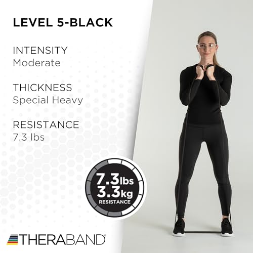THERABAND Professional Resistance Band, Black Level 5 Special Heavy, 5 ft - color: Level 6 / Super Heavy - Black