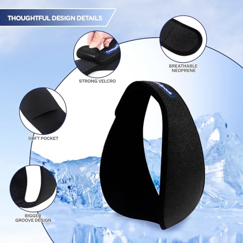 Comfpack Wisdom Teeth Ice Pack Head Wrap After Surgery, 4 Reusable Hot & Cold Therapy Gel Ice Packs for Face Swelling, TMJ, Chin, Oral Pain, Facial Surgery, Jaw Pain, Black - color: Black