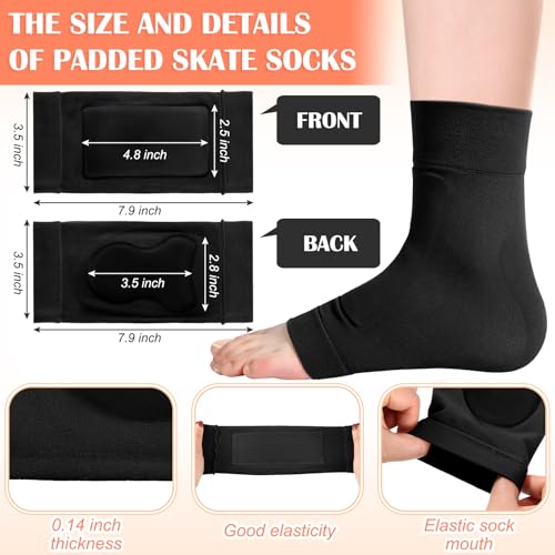 Geyoga 2 Pairs Ice Skating Socks for Women Figure Skating Protect Tendon Heel Ankle Padded Guards Sleeve Pad Ski Splints(Mixing Color) - color: Black Color