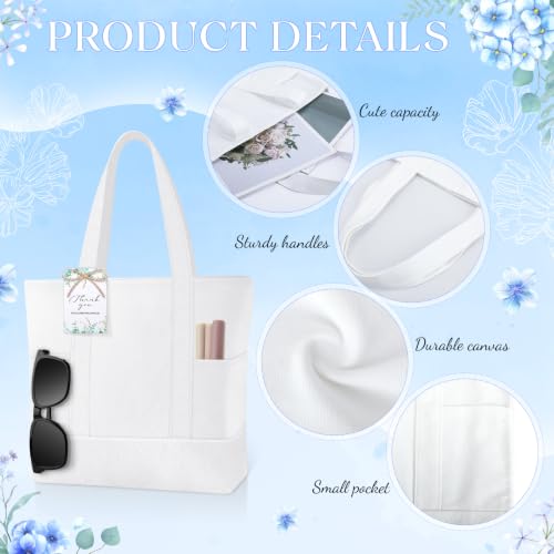 Shinylin Mini Canvas Tote Bags with 2 Pockets - color: Beige