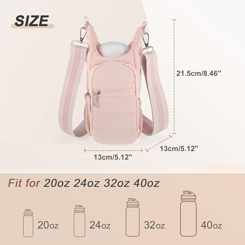 Water Bottle Carrier Bag with Adjustable Strap, for 18/32/40oz Bottle - color: Pink
