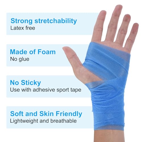 PATIKIL Foam Pre Wrap Athletic Tape 2.75 Inch x 30 Yards, 4 Rolls Non-Adhesive Prewrap Headbands for Hair Soccer Sport Wrists Elbows Knees Ankles, White - color: White