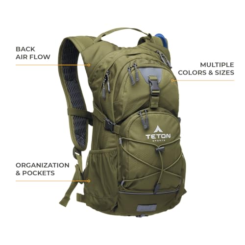 Teton Oasis Hydration Backpack – Lightweight Water Pack with Bladder for Hiking, Running, Cycling, Biking – 18L/22L Sizes – Sewn-in Rain Cover – Fits Men and Women - size: 18 Liters