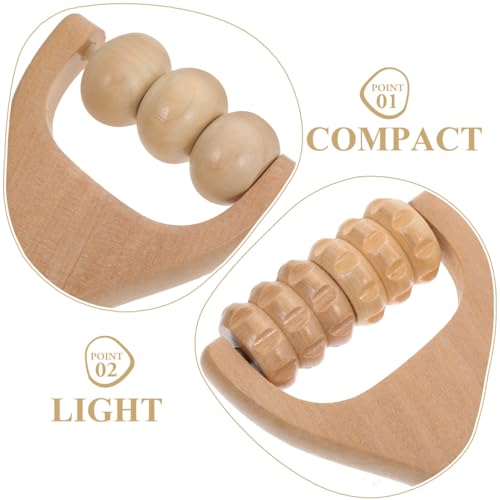 LALAFINA Wooden Massage Rollers, 4Pcs Handheld Foot Massage Tools