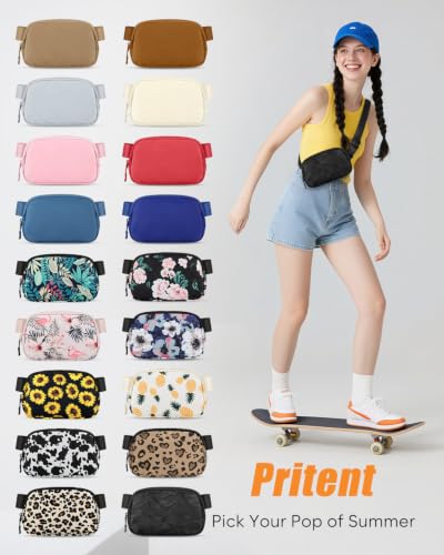 Pritent Fanny Packs for Women Crossbody Belt Bag With Zipper Back Pocket - color: Camo Black, size: Small