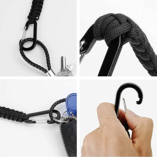 BRAVESHINE Paracord Keychain Carabiner Clip | D Ring Hanger Lanyard Hook - color: Black