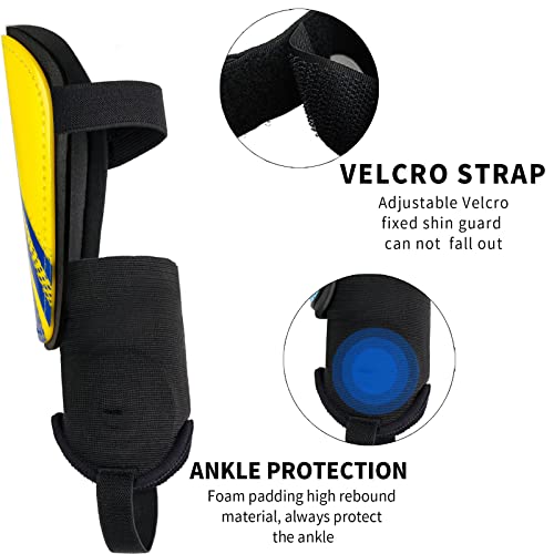 Newox Soccer Shin Guards for Kids Youth Toddler - color: Yellow+Blue, size: Medium