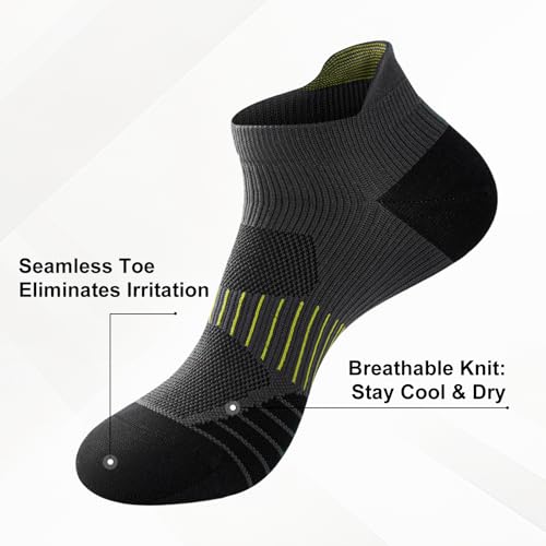 Ankle Compression Socks for Men & Women, 6 Pairs, Low Cut - color: Dark Gray, size: Large