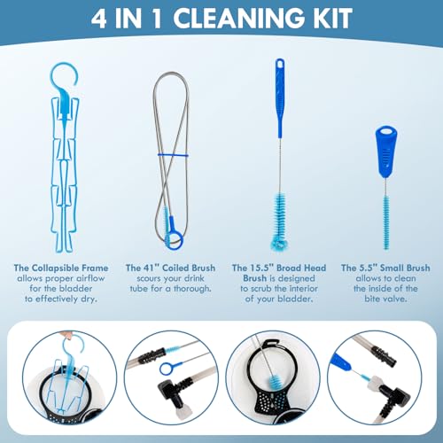 Hydration Bladder, 1.5L 2L 3L Water Bladder for Hiking Backpack, BPA-Free & Taste-Free Hydration Water Reservoir, Camping Cycling Running - color: Clear White with Cleaning Kit, size: 3L