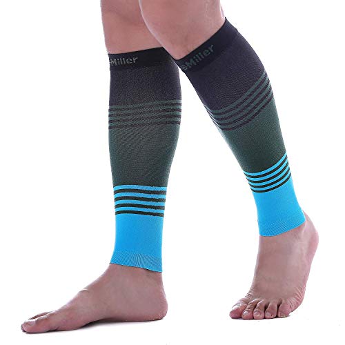 Doc Miller Calf Compression Sleeve 20-30 mmHg for Men & Women, 1 Pair - color: Black.Green.Blue, size: Small