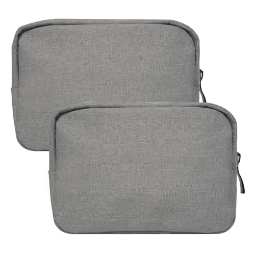 Small Makeup Bag For Purse, 2 Pack Nylon Travel Toiletry Pouch - color: Small Grey