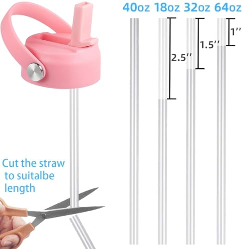 RRegeny Straw Lid for Hydro Flask Wide Mouth 32 40 oz, Straw Lids with Flexible Handle and Straws Compatible with HydroFlask, Replacement Sports Flex Cap Wide Mouth Top 32 40 oz - color: light pink