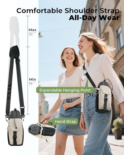 Water Bottle Holder with Strap 40/32 oz Crossbody Water Bottle Purse Bag for Women Men with Phone Pocket for Hiking Walking Gym Cycling - color: Beige+Black