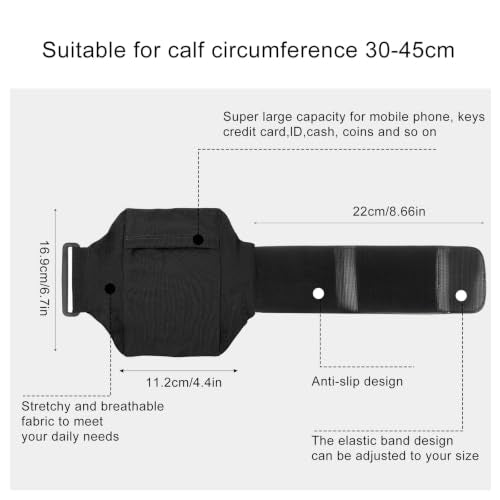 Amabro Leg Phone Holder Non Slip Cellphone Thigh Ankle Wallet Armband Strap - color: Gray, size: 30-50cm