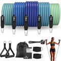 WHATAFIT Resistance Bands, 5 Level Exercise Bands with Handles for Workout - color: 10-100LB-Blue