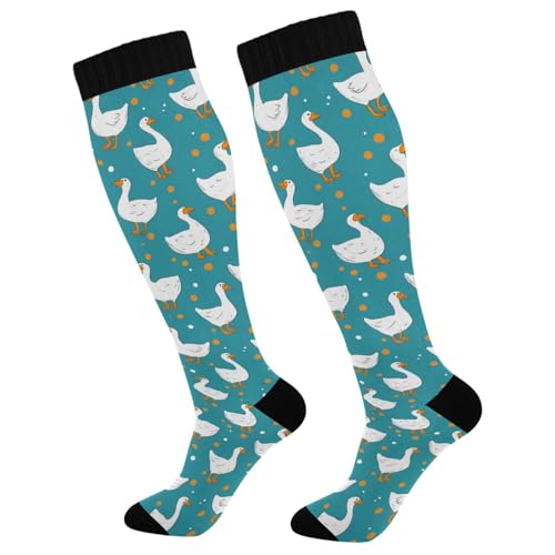 Wusikd Heartbeat Symbol Compression Socks for Women and Men Circulation Black Long Socks for Athletic Running 1 - color: Goose