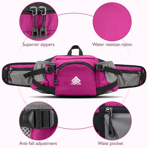 Fanny Pack Waist Bag with Water Bottle Holder for Men Women Running Hiking Travel Dog Walking Workout Cycling Outdoor (Pink) - color: Pink
